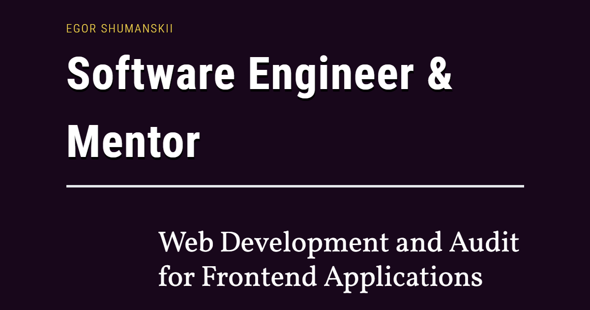 Shumanskii Egor | Web Developer & Mentor